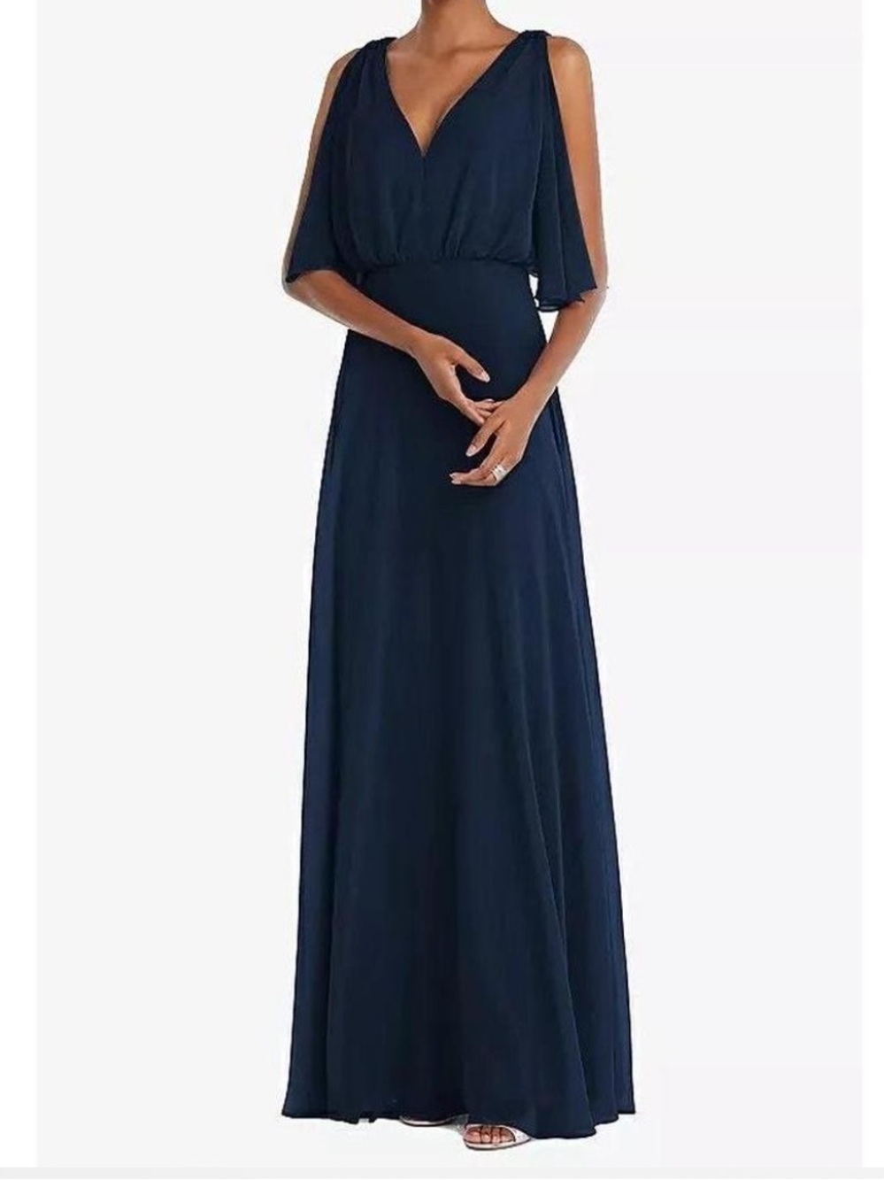 After Six V-Neck Split Sleeve Blouson Bodice Maxi Dress (Style: 1565) 10R NWT